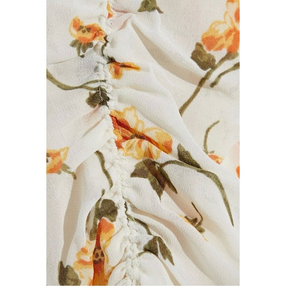 Reformation Cosa Floral V Neck Short Sleeve Midi Dress in Yellow Limonada - Picture 9 of 16